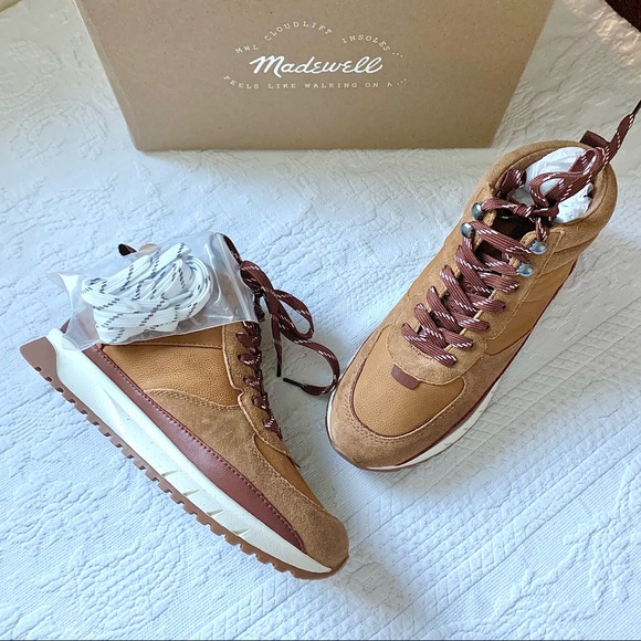 NEW Madewell High Top Kickoff Trainer Sneaker Suede Weathered Walnut Multi 6.5 7 - Picture 12 of 16